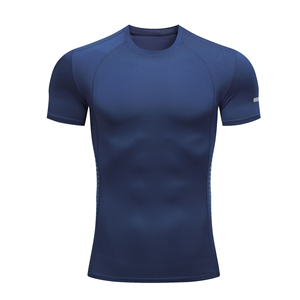 T-shirt de sport pour homme en soie de lait unie, à manches courtes, haute élasticité, imperméable, séchage rapide, anti-humidité, avec logo personnalisé OEM - Product Image 5