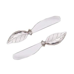 Couteau à beurre en feuilles avec logo personnalisé avec matériau épais, argent poli, poignée design royal, couteaux à fromage - Product Image 1