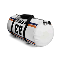 Sac de sport blanc personnalisé avec rayures bleues et oranges, numéro, équipement de voyage, nylon, capacité 30-40L, pour joueurs et entraîneur