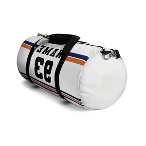 Bolsa Deportiva Blanca Personalizada con Rayas Azules y Naranjas, para Equipamiento Deportivo, de Nailon, con Capacidad de 30-40L, para Jugadores y Entrenadores - Product Image 1