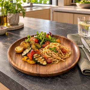 Assiette de service classique en bois de manguier durable, 11 pouces, ronde, finition polie, grain naturel - Décoration de table de mariage - Product Image 3