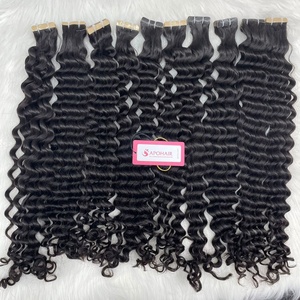 Vendedores vietnamitas de cabello ondulado natural, extensiones de cabello humano virgen ondulado profundo crudo sin enredos, estilo de cinta alineada con cutícula - Product Image 2