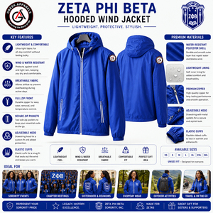 Chaquetas con Capucha Bordadas en 3D de Zeta Phi Beta Sorors para Mujer |   ZPB Sorority Personalizado Ecológico 100% Poliéster Completo - Product Image 5