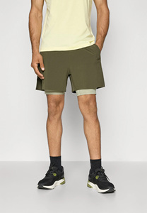 Men's Olive Green Solid Running Bermuda Shorts <b>Mid</b> Waist Drawstring Closure Casual Woven Breathable Canvas Polyester/Cotton - Product Image 2