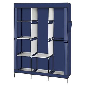 Armadio Pieghevole Blu da 71 Pollici, Organizzatore per Vestiti, Scaffale Portatile in Metallo e Plastica, Sistema di Stoccaggio per Biancheria da Letto - Product Image 6