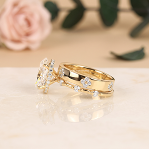 925 Sterling Silver Oval Cut Moissanite Open <b>Ring</b> <b>Set</b> with Clover Pave Band Luxury Fine Jewelry <b>for</b> <b>Women</b> Custom Wholesale Gifts - Product Image 3