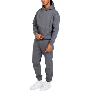 Survêtement polaire à capuche noir pour homme, grande taille, manches longues, couleur unie, style streetwear hiver, coupe régulière, respirant, 100% coton - Product Image 5