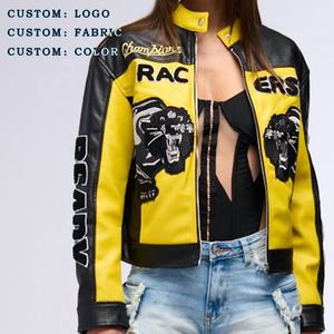 Women’s <b>Retro</b> Classic Leather <b>Motorcycle</b> <b>Jacket</b> Custom OEM Logo Patch Embroidery, Sportswear Racing Style - Product Image 1