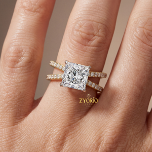 Princess Cut Zircon <b>Split</b> Shank Engagement <b>Ring</b> 1 CT Sterling Silver Pave Luxury Bridal <b>Ring</b> Women Wedding Party VVS2 Clarity - Product Image 3