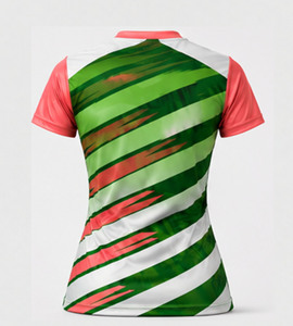 Camiseta de Mujer Sublimada, Cuello Redondo, Manga Corta, Secado Rápido, Corte Regular, Verde, Rojo, Blanco, con Logotipo Estampado, 100% Algodón Jersey, Talla 5XL - Product Image 4