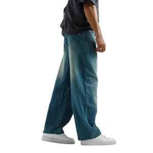 Manufacturer Direct Men's Wholesale Breathable Casual Dark Straight Solid Denim Jeans Embroidery for Summer Autumn Winter - Product Image 5