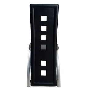 Set di 4 Sedie da Pranzo Moderne in Pelle PU con Schienale Lungo, Decorazione Quadrata Traforata, Cuscino Nero, Gambe N201 Elettroplaccate - Product Image 5
