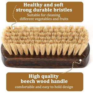 2-Pack <b>Vegetable</b> <b>Brush</b> Set with Wood Handle for Scrubbing Potatoes Carrots Corn Mushrooms - Product Image 5