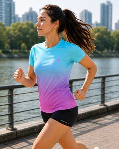 T-shirt de sport athlétique pour femme, idéal pour la course, le yoga et la gym, anti-transpiration, séchage rapide, anti-boulochage, coupe ajustée compressée, pour l'entraînement estival - Product Image 3