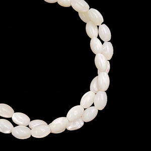 Perles en forme de riz en corail blanc naturel, perles ovales lâches 5x8mm 6x9mm, perles de coquillage et de corail pour la fabrication de bijoux, perles de coquillage manufacturées - Product Image 6