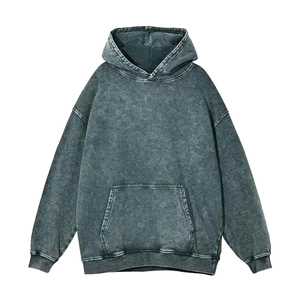 เสื้อฮู้ดดี้ผ้าฟลีซคอตตอน 100% หนัก 300 กรัม แบบสั่งทำพิเศษ ล้างสีแบบแอซิดวอช ทรงโอเวอร์ไซส์ สไตล์สตรีทแวร์ วินเทจวอช  สำหรับผู้ชาย - Product Image 2