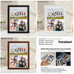 Cadre photo vintage rectangulaire vertical moderne en bois massif fait main, imprimé en couleur, support mural pour affiche en bois - Product Image 6