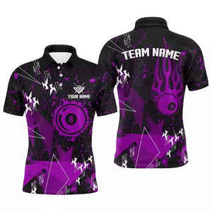 Camisetas polo reversibles para hombre con impresión por sublimación 3D personalizadas al por mayor de fábrica, jersey profesional para equipos de billar y pool - Product Image 5