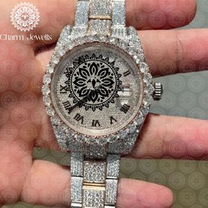 Montre de luxe pour homme Charm_Jewells en acier inoxydable, boîtier de 40 mm, mouvement mécanique analogique, accents de diamants, résistance à l'eau 10 bars - Product Image 1