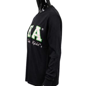 Camiseta Negra de Manga Larga para Mujer, Estilo Casual, con Estampado Gráfico, Moda Urbana, Algodón, Prenda Elegante para Dama, Venta al Por Mayor - Product Image 5