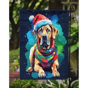 Drapeau de jardin de Noël multicolore Great Dane Bannière de jardin décorative pour patio Illustration pour parterres de fleurs Décoration de boîte aux lettres Taille de la cour - Product Image 3