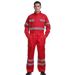 Wholesale Poly Cotton Men’s Work Coveralls Reflective Tape Industrial <b>Construction</b> Safety Overalls Durable Shop Workwear <b>Uniform</b> - Product Image 1