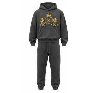 Chándal Negro para Hombre Mudassar, con Capucha, 100% Algodón, Logotipo Estampado, Cordón Ajustable, Estilo Vintage, Tallas Grandes, Secado Rápido - Product Image 3