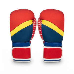 Gants de boxe rouge, bleu, jaune en cuir PU avec fermeture Velcro, respirants, équipement d'entraînement pour adultes pour le sparring de boxe - Product Image 2