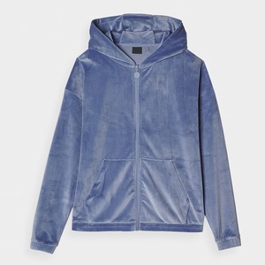 Best Clothing Manufacturer Women <b>Velvet</b> Hoodies For Sale Wholesale New Arrival Customized Logo Zipper Women <b>Velvet</b> <b>Hoodie</b> - Product Image 3