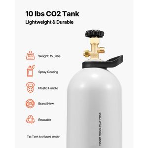 Nouvelle bouteille de CO2 pressurisée en alliage d'aluminium de 10 lb avec valve CGA320, poignée réglable, pour pulvérisation légère, 150 bars, 2 L - Product Image 2