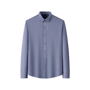 New Men's Regular Fit Blue Poplin Dress Shirt Full Sleeve Turn-<b>down</b> Collar Solid Color Smart Casual Spring Wear Premium Quality - Product Image 3