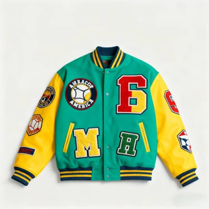 2026 Style Men's Varsity <b>Jacket</b> Custom Logo Chenille Embroidery Stand Collar Winter Baseball Letterman Style Front - Product Image 3