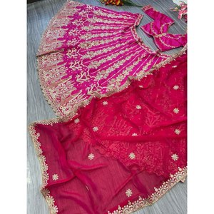 Lehenga Choli de mariée rose foncé tendance, taille M, par Heera Creation pour vêtements de mariage - Product Image 4