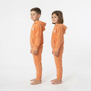 Conjunto Deportivo para Niños, Sudadera con Media Cremallera y Pantalones Jogger de Algodón, Color Naranja Sólido, Estilo Acid Wash, Personalizado, Unisex - Product Image 3