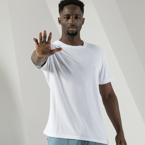Camiseta Casual de Manga Corta para Hombre, Cuello Redondo, Color Sólido, Tejido de Punto Transpirable de Poliéster/Algodón, Secado Rápido - Product Image 6