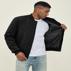 Veste matelassée décontractée unisexe personnalisée, légère, coupe-vent, avec capuche en cuir véritable, doublure en coton et fermeture éclair - Product Image 2