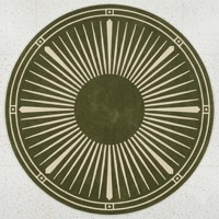 Tapis rond moderne effet soleil levant, vert olive, géométrique, doux et moelleux, pour salon, chambre et décoration intérieure