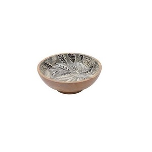 Tazón de Madera Hecho a Mano para Servir, Tazón para Ensalada con Estampado Esmaltado, Tazón Redondo Decorativo de Madera para Frutas, para Decoración de Mesa de Cocina - Product Image 1