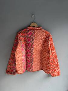 <b>Quilted</b> Cotton <b>Jacket</b> Women Floral <b>Pattern</b> O-Neck Full Sleeve Autumn Regular Length Patch Pocket Hand Embroidery GIFT FOR HER - Product Image 6