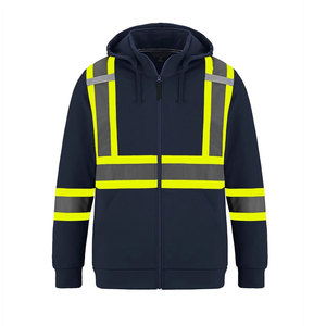 Sudadera con Capucha de Alta Visibilidad para Hombre, Color Azul Marino, con Franjas Reflectantes, Chaqueta de Seguridad de Poliéster para Trabajo - Product Image 1