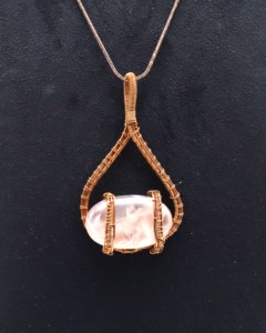 Natural <b>Pink</b> Quartz Necklace Copper Wire <b>Wrapped</b> Pendant | Handmade Gemstone Jewelry - Product Image 1
