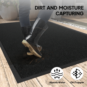 Tappeto d'ingresso commerciale in PVC composito nero 90x150x1.2cm, extra lungo, spesso, resistente, a pelo riccio, per protezione del pavimento e benvenuto - Product Image 4