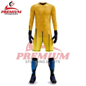 Ensemble d'uniformes de gardien de but en polyester, séchage rapide, respirant, confortable, maillot de football imprimé par sublimation, short, design personnalisé, été - Product Image 1