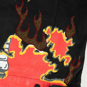 Factory Direct Sale Wholesale Custom Logo Design Men's Denim <b>Rhinestone</b> <b>Jacket</b> Manufacturer Custom Vintage Men's Denim <b>Jacket</b> - Product Image 5