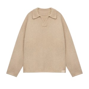 Polo de Manga Larga de Punto Bouclé, Suave y Cómodo, Ideal para Uso Casual y Ajuste Confortable - Product Image 1