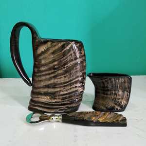 Handcrafted Natural Buffalo Horn Viking Tankard Drinking Mug with Short Horn Cup and Functional Bottle Opener At <b>Cheap</b> Price - Product Image 5