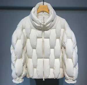 Blouson matelassé en polaire pour homme, motif patchwork à carreaux, fermeture éclair frontale, coupe-vent, col montant, gaufré, décontracté, épais, pour l'hiver - Product Image 1