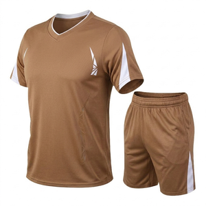 Conjunto de Camiseta de Fútbol Color Marrón Claro, Uniforme de Fútbol Personalizado, Ropa Deportiva Transpirable para Hombre y Mujer, 100% Poliéster, Manga Corta - Product Image 1