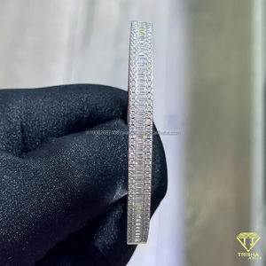 กำไลข้อมือแฟชั่นโทนสีเงินแบบบาแกตต์ตัด VVS ประดับเพชรแนวฮิปฮอปเย็น - Product Image 6