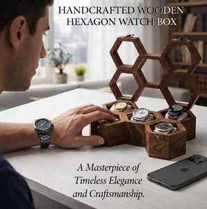 Organizador de Relojes y Joyas de Madera para Hombre, Estuche de Lujo con 5 Ranuras para Relojes, Madera de Palisandro Oscuro y Cristal - Product Image 2